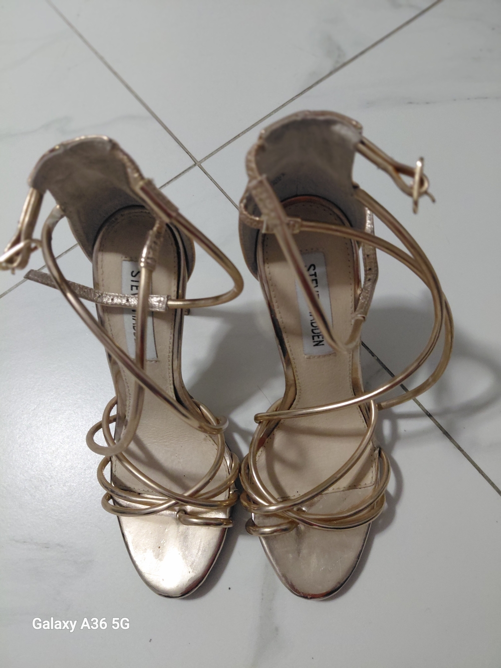 Steve Madden Metallic Gold Strappy High Heel Sandals